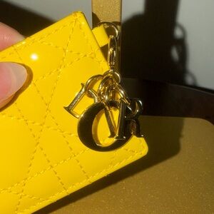 Lady Dior Jasmine Card Holder Yellow Patent Cannage Calfskin